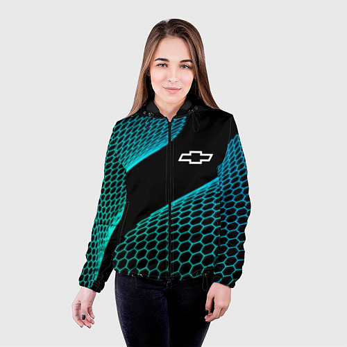 Женская куртка Chevrolet electro hexagon / 3D-Черный – фото 4