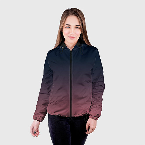 Женская куртка Тёмный градиент черничный в розовый / 3D-Черный – фото 4