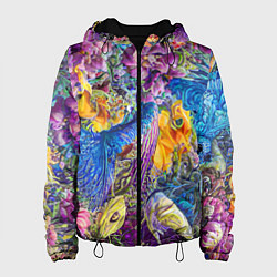Куртка с капюшоном женская Абстрактный растительный паттерн - нейросеть, цвет: 3D-черный