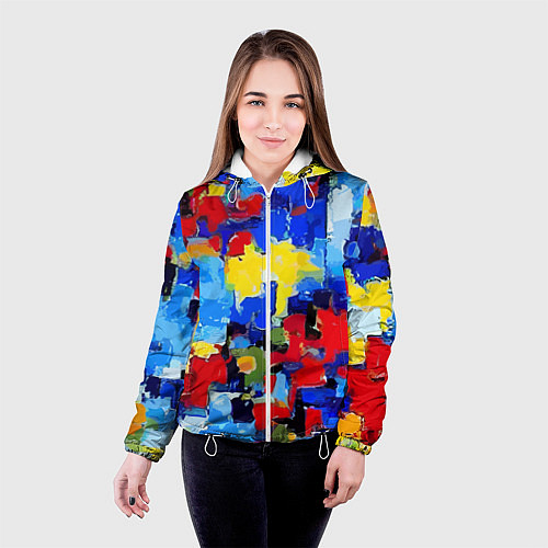 Женская куртка Смелые мазки яркой краски - нейросеть / 3D-Белый – фото 4