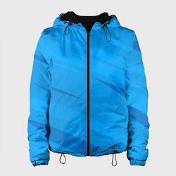 Куртка с капюшоном женская Насыщенный голубой полосами, цвет: 3D-черный