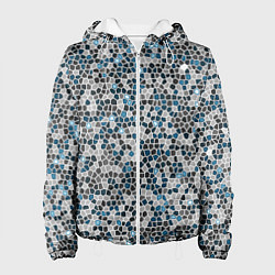 Женская куртка Паттерн мозаика серый с голубым