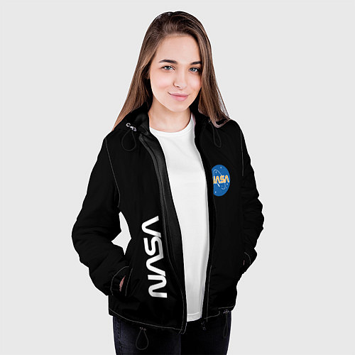 Женская куртка NASA logo usa space / 3D-Черный – фото 3