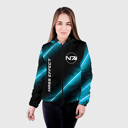 Женская куртка Mass Effect неоновые лампы / 3D-Черный – фото 4
