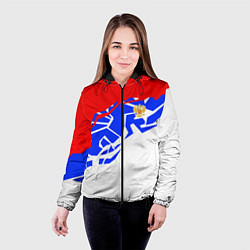 Куртка с капюшоном женская Россия- астрактивный триколор, цвет: 3D-черный — фото 2