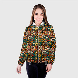 Куртка с капюшоном женская Африканские паттерн животные, цвет: 3D-белый — фото 2