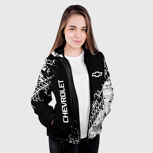 Женская куртка Шевроле: следы от шин / 3D-Черный – фото 3