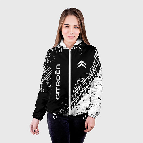 Женская куртка Ситроен: следы от шин / 3D-Белый – фото 4