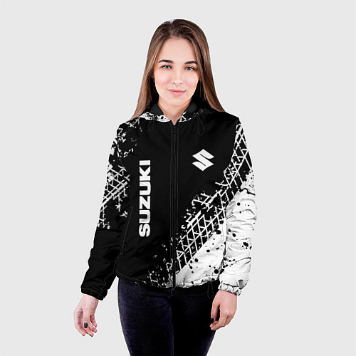 Женская куртка Сузуки: следы от шин / 3D-Черный – фото 4