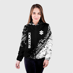 Куртка с капюшоном женская Сузуки: следы от шин, цвет: 3D-черный — фото 2