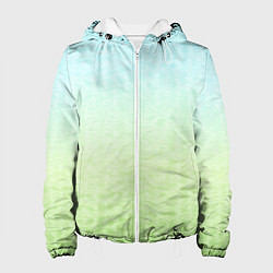Куртка с капюшоном женская Tie-dye color gradient: blue-green, цвет: 3D-белый