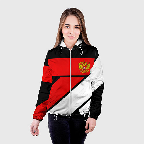 Женская куртка Россия герб спорт текстура / 3D-Белый – фото 4