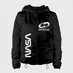 Куртка с капюшоном женская Nasa space logo white, цвет: 3D-черный