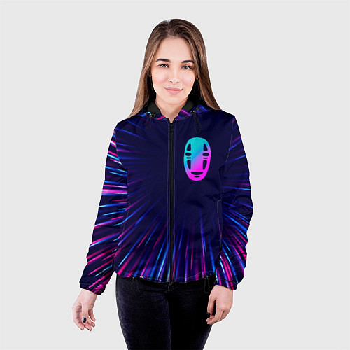 Женская куртка Spirited Away neon blast lines / 3D-Черный – фото 4