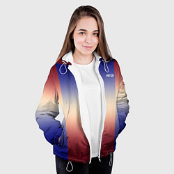 Куртка с капюшоном женская Красный-синий градиентный узор, цвет: 3D-белый — фото 2