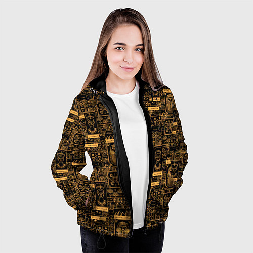 Женская куртка Египетский орнамент - паттерн / 3D-Черный – фото 3