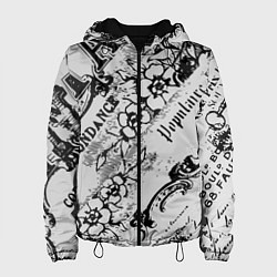 Куртка с капюшоном женская Старая газета, цвет: 3D-черный