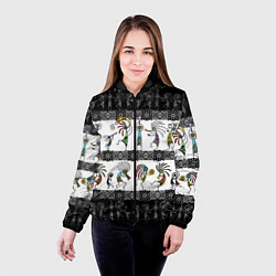 Куртка с капюшоном женская Кокопелли - боги индейцев хайда, цвет: 3D-черный — фото 2