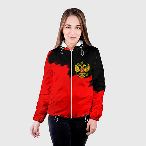 Женская куртка Россия красные краски / 3D-Белый – фото 4
