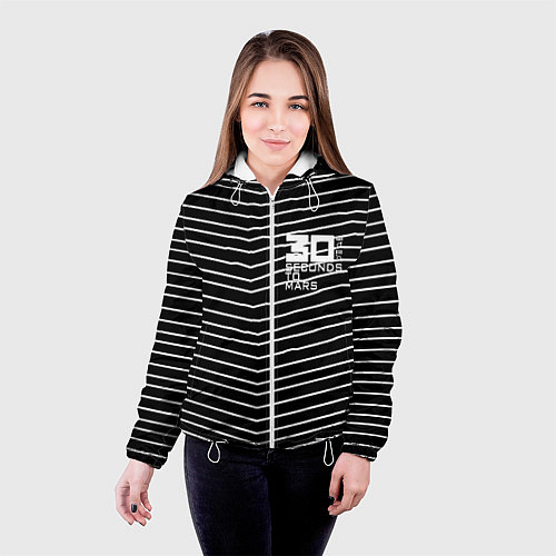 Женская куртка Thirty Seconds to Mars pattern optic / 3D-Белый – фото 4