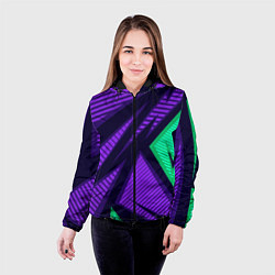 Куртка с капюшоном женская Абстрактный узор с геометрической концепцией, цвет: 3D-черный — фото 2