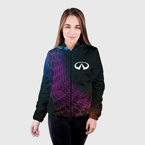Женская куртка Infiniti neon hexagon / 3D-Черный – фото 4