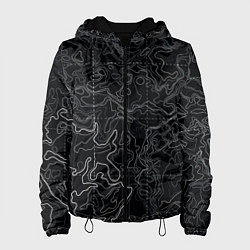 Куртка с капюшоном женская Топографическая карта, цвет: 3D-черный