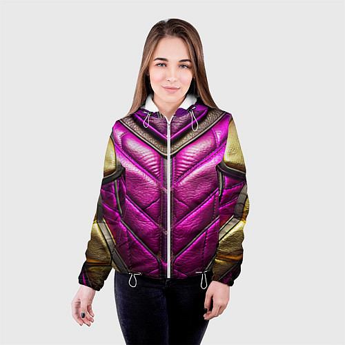 Женская куртка Текстурная кожа в космическом стиле / 3D-Белый – фото 4