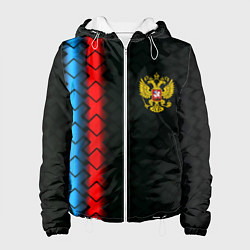 Куртка с капюшоном женская Россия спорт герб, цвет: 3D-белый