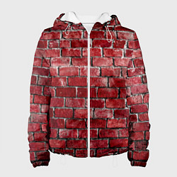 Куртка с капюшоном женская Текстура красного кирпича, цвет: 3D-белый