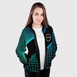 Куртка с капюшоном женская Nissan electro hexagon, цвет: 3D-черный — фото 2