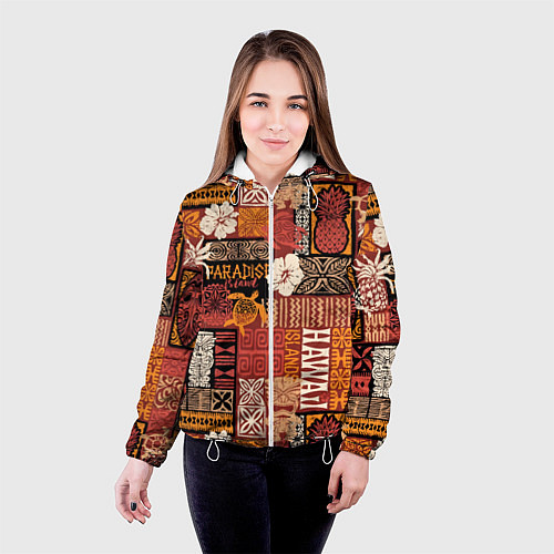 Женская куртка Гавайские острова - райский уголок / 3D-Белый – фото 4
