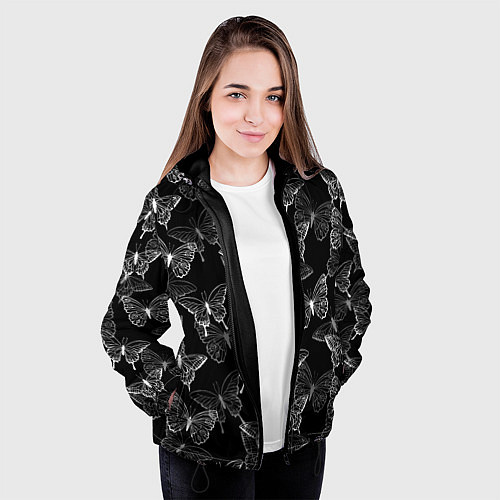 Женская куртка Паттерн бабочки / 3D-Черный – фото 3