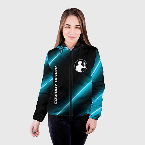 Женская куртка Cowboy Bebop неоновые лампы / 3D-Черный – фото 4