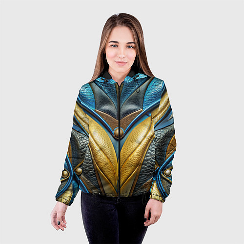 Женская куртка Объемная футуристичная объемная текстура из кожи / 3D-Черный – фото 4