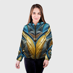 Куртка с капюшоном женская Объемная футуристичная объемная текстура из кожи, цвет: 3D-черный — фото 2
