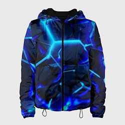 Женская куртка Яркие голубые неоновые плиты в разломе