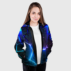 Куртка с капюшоном женская Микс из разломленных плит и неоновое свечения, цвет: 3D-черный — фото 2