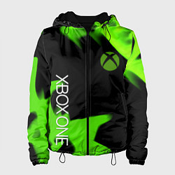 Куртка с капюшоном женская Xbox one green flame, цвет: 3D-черный