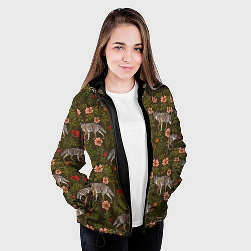 Женская куртка Волки и шиповник / 3D-Черный – фото 3