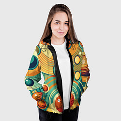 Куртка с капюшоном женская Схема центра вселенной, цвет: 3D-черный — фото 2