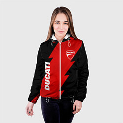 Куртка с капюшоном женская Ducati - logo, цвет: 3D-белый — фото 2