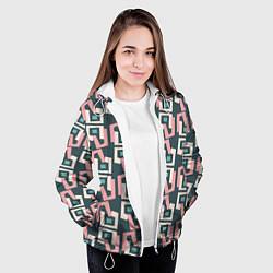 Куртка с капюшоном женская Геометрическая ретро абстракция, цвет: 3D-белый — фото 2