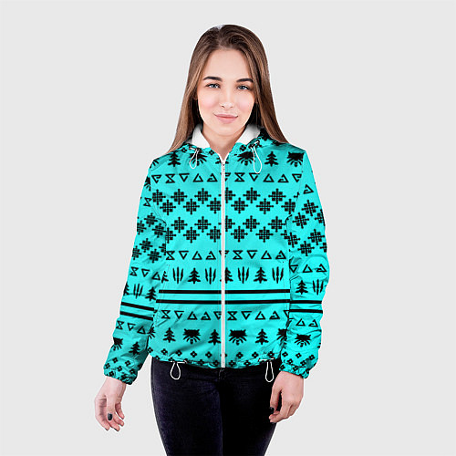 Женская куртка Ведьмак зимний паттерн / 3D-Белый – фото 4