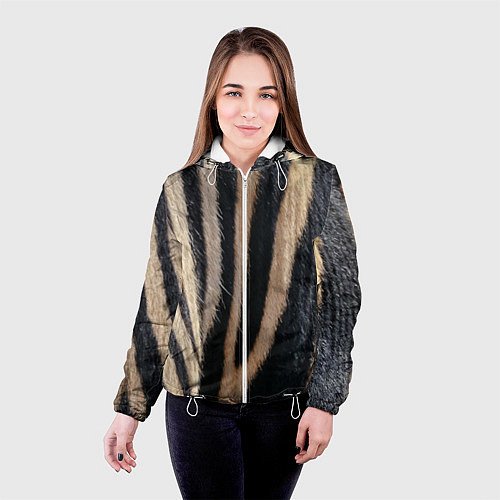 Женская куртка Мех зебры / 3D-Белый – фото 4