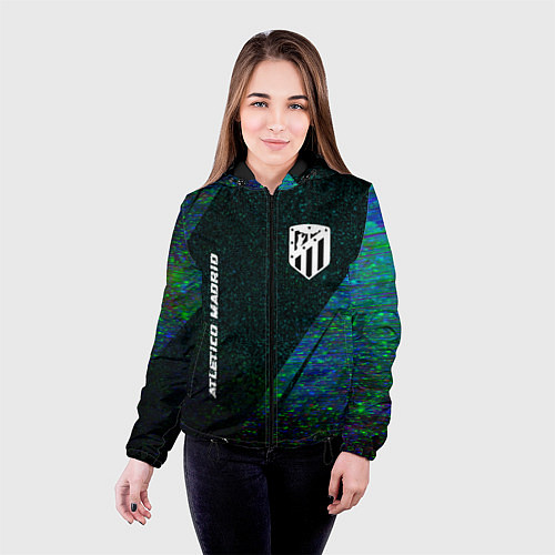 Женская куртка Atletico Madrid glitch blue / 3D-Черный – фото 4