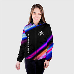 Куртка с капюшоном женская Led Zeppelin neon rock lights, цвет: 3D-черный — фото 2