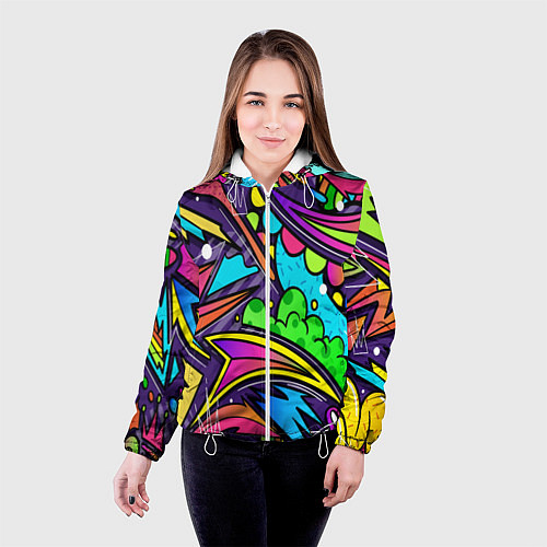 Женская куртка Яркое граффити / 3D-Белый – фото 4