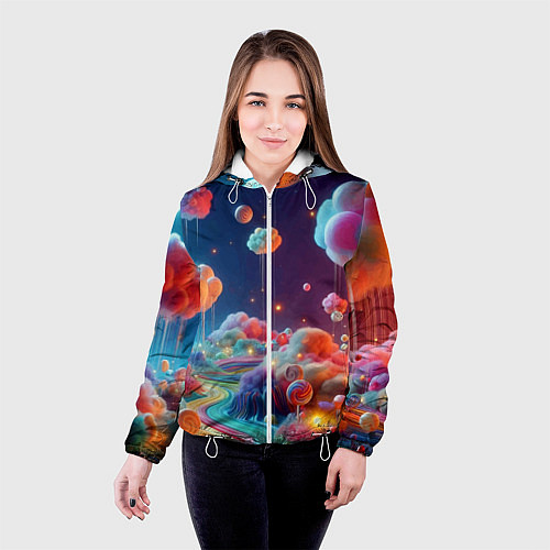 Женская куртка Planet chupa chups - neon glow / 3D-Белый – фото 4