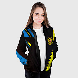 Куртка с капюшоном женская Имперская Россия спорт геомтерия, цвет: 3D-черный — фото 2